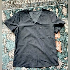 Figs Women's Grey V-Neck Scrub Top